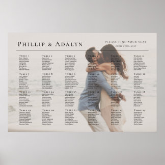 Poster Gráfico moderno de casamento de fotos, 24 mesas