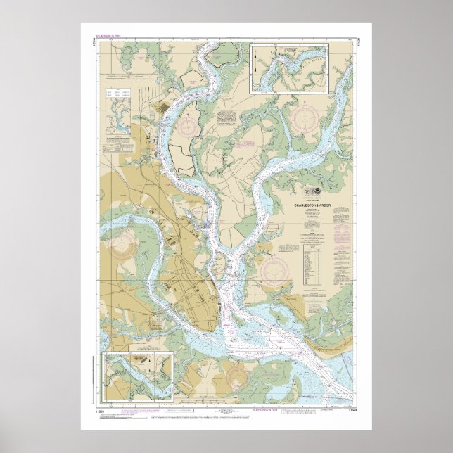 Poster Gráfico náutico de Charleston Harbor 11524 (Frente)