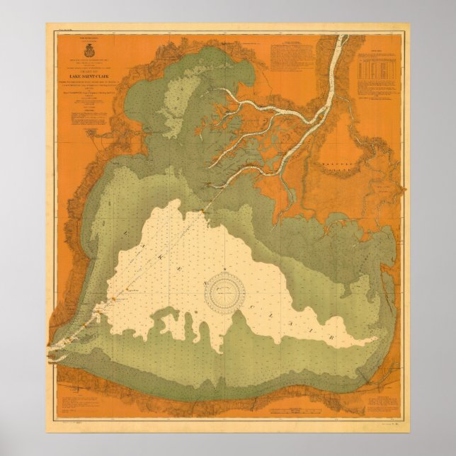Pôster Gráfico náutico do Santo Histórico do Lago Clair,  (Frente)