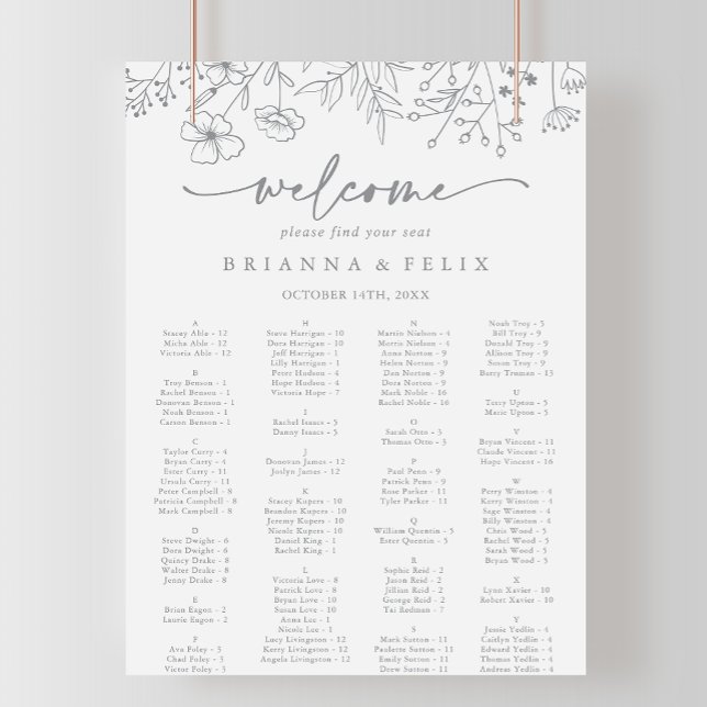 Poster Gráfico neutro de Sentos Alfabéticos de Flores Sel (Criador carregado)