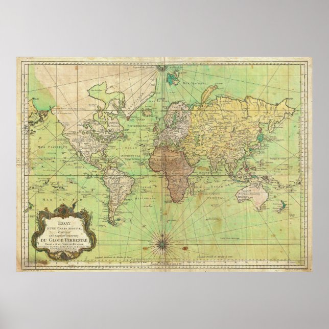 Poster Gráfico ou Mapa Marítimo de Bellin 1778 (Frente)