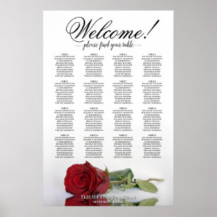 Poster Gráfico Romântico 16 Mesa Rosa vermelha de Casam