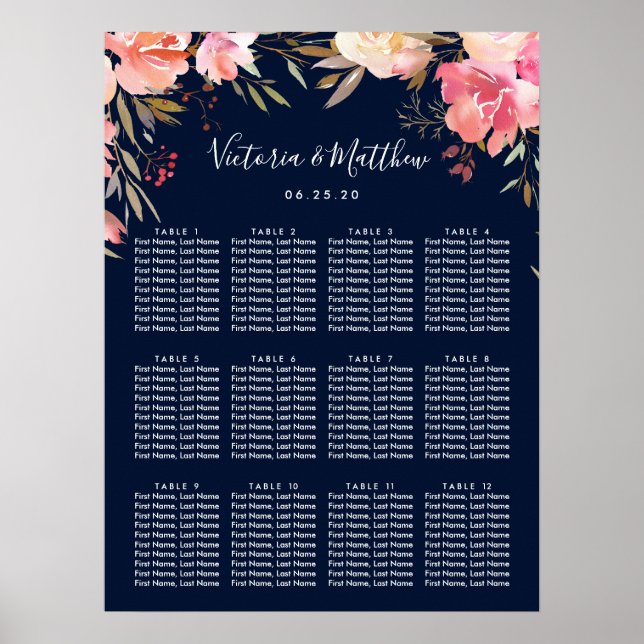Poster Gráfico Romântico Blush Bloom Floral Casamento (Frente)