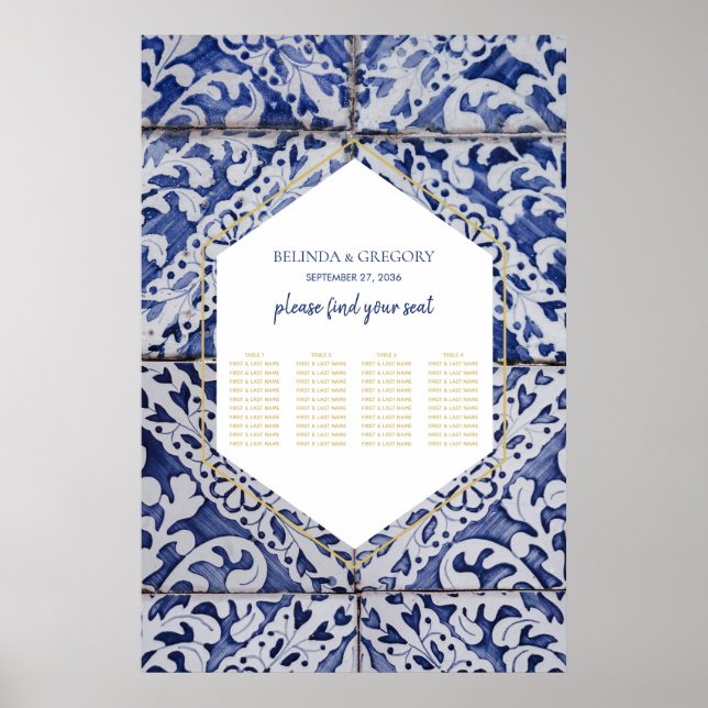 Poster Gráfico Russo de Casamento de Azulejos Portugueses (Frente)