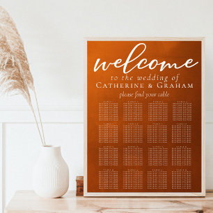 Poster Gráfico Rustic Burnt Orange Wedding 16 Mesa Seatin