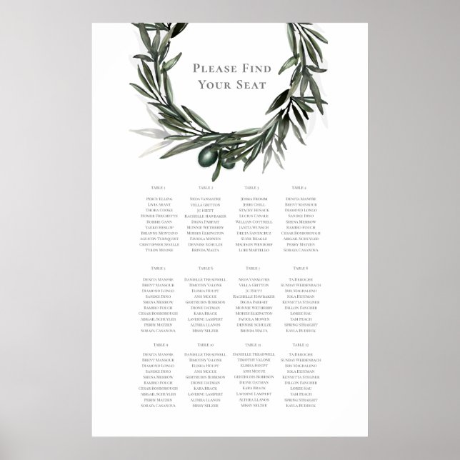 Poster Gráfico Rustic Summer Wedding Seating (Frente)