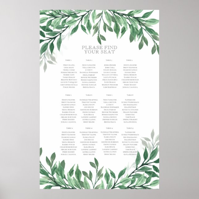 Poster Gráfico Rustic Summer Wedding Seating (Frente)