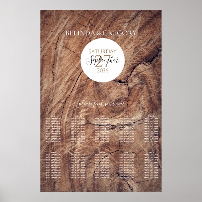 Poster Gráfico Rustic Wood Wedding Seating (Frente)