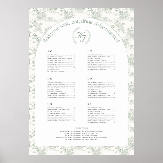 Poster Gráfico Sage Elegant Toile Seating (Frente)
