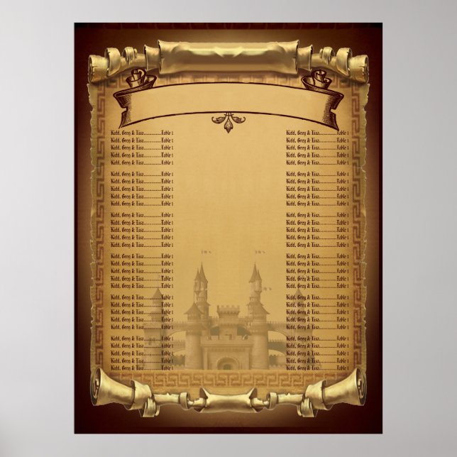 Poster Gráfico Seating de Casamento de Horário v2 (Frente)