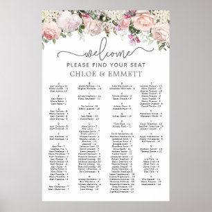 Poster Gráfico Sentado Alfabético de Casamento Rosa Ros