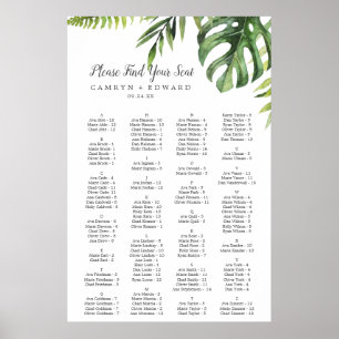 Poster Gráfico Sentado Alfabético de Palma Tropical Selva