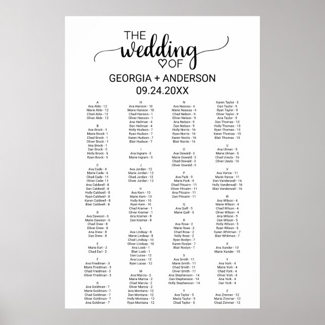 Pôster Gráfico Sentado Alfabético Preto Simples (Frente)