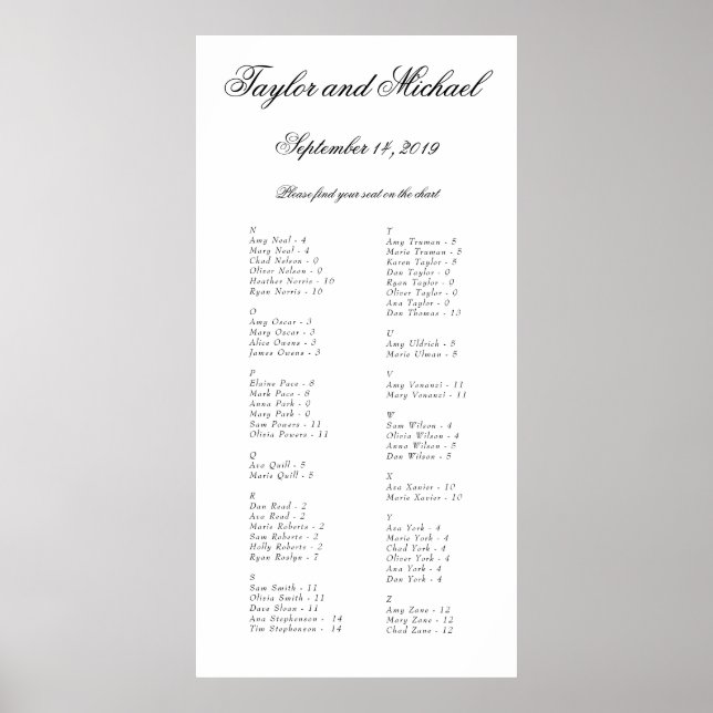 Poster Gráfico Sentado Alfabético Simples Elegante N-Z (Frente)