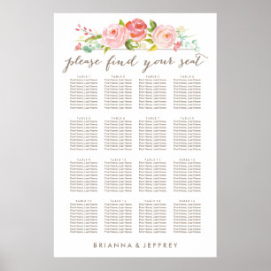 Pôster Gráfico Sentado Branco Floral rosa