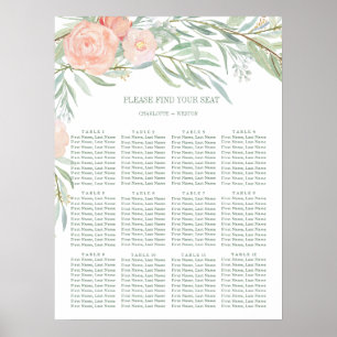 Poster Gráfico Sentado da Flor de Aquarela de Pêssego