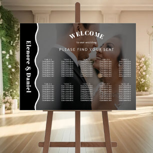 Poster Gráfico Sentado de Casamento de Foto Branco Preto
