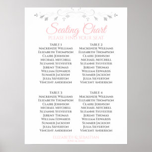 Poster Gráfico Sentado de Casamento de Mesa Rosa e Cinza