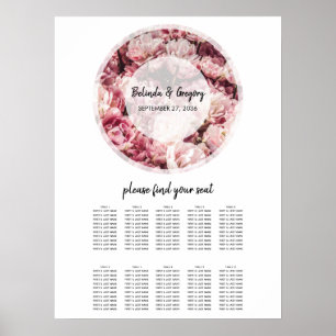Poster Gráfico Sentado de Casamento de Peões Rosa Elega