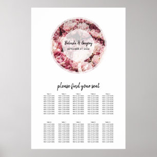 Poster Gráfico Sentado de Casamento de Peões Rosa Elegant