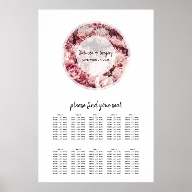 Poster Gráfico Sentado de Casamento de Peões Rosa Elegant (Frente)