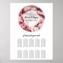 Poster Gráfico Sentado de Casamento de Peões Rosa Elegant