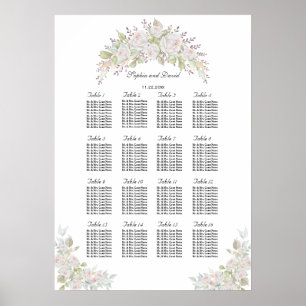 Poster Gráfico Sentado de Casamento de Rosas Brancas Eleg