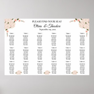 Poster Gráfico Sentado de Casamento Floral do Flor Cor-de