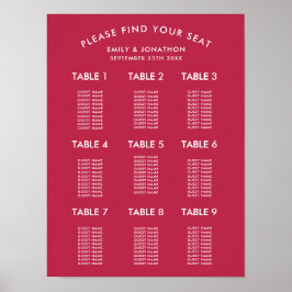 Poster Gráfico Sentado de Casamento Magenta com Tipografi