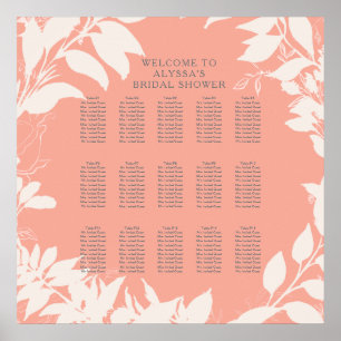 Poster Gráfico Sentado de Folhagem de Coral Blush