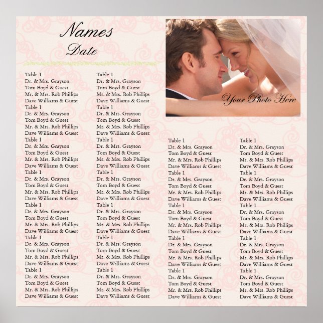 Pôster Gráfico Sentado de Recepção Rosa (Frente)