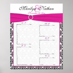 Pôster Gráfico Sentado de Recepção Rosa, Branco e Preto