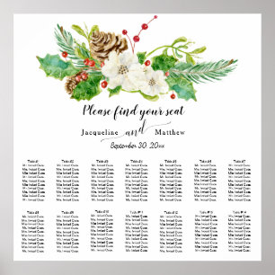 Poster Gráfico Sentado de Rosa Holly Pine de Natal com A
