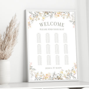 Poster Gráfico Sentado do Casamento outono Floral de Cor