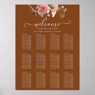 Poster Gráfico Sentado do Casamento outono Laranja-Boho