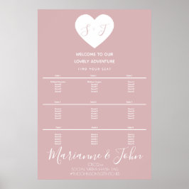 Poster Gráfico Sentado do Logotipo de Casamento Rosa Simp