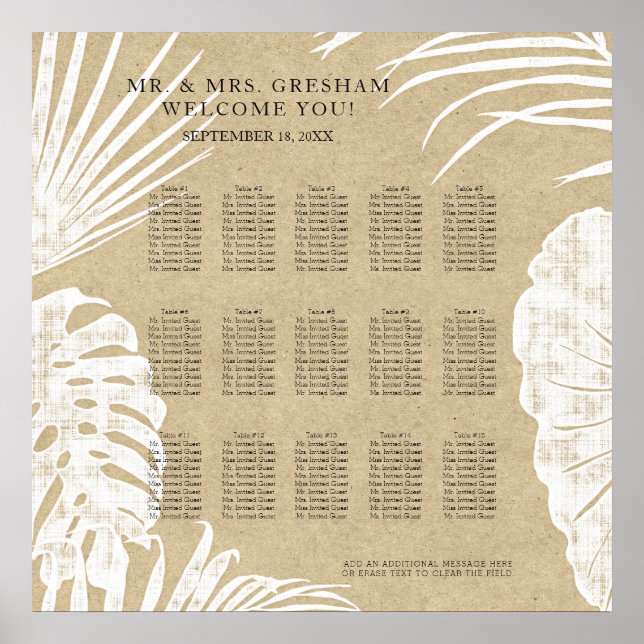 Poster Gráfico Sentado Folha Tropical Kraft Simples Moder (Frente)