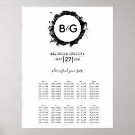 Poster Gráfico Simples de Casamento de Branco Preto