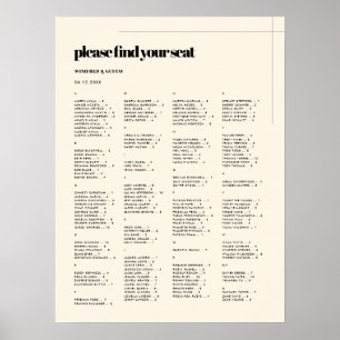 Poster Gráfico simples de lugares alfabéticos elegantes e