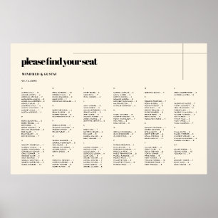 Poster Gráfico simples de lugares alfabéticos elegantes e