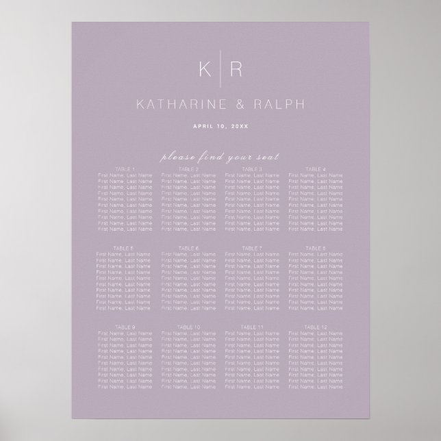 Poster Gráfico Simples Moderno de Casamento Lilac (Frente)