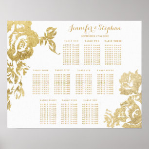 Poster Gráfico Simples Moderno Dourado Floral Elegante