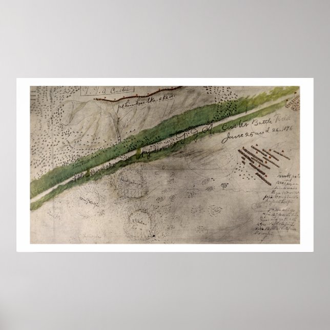 Poster Gráfico topográfico do campo de batalha de Litt (Frente)