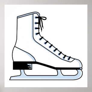 Pôster gráfico vetor do skate de gelo branco