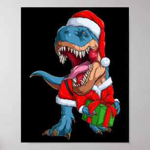 Poster Gráfico Xmas Dino T Rex Boys Dinossauro Natal