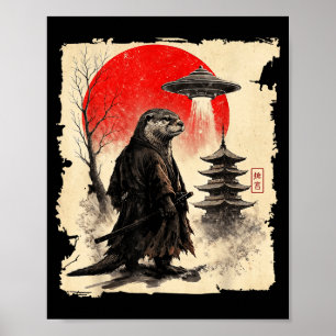 Poster Gráficos de Arte do Guerreiro Japonês UFO Retro Sa