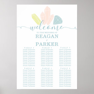 Poster Gráficos de Assentos de Casamento de Pastel Elegan