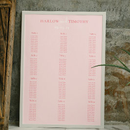 Poster Gráficos de assentos de Casamento Rosa Elegante