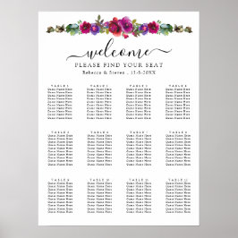 Poster Gráficos de assentos de casamentos de cor púrpura,