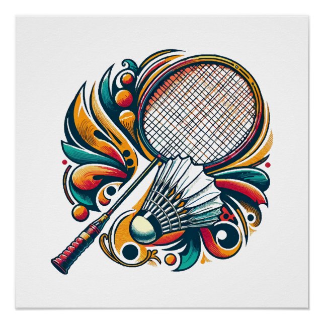 Pôster Gráficos de Badminton (Frente)